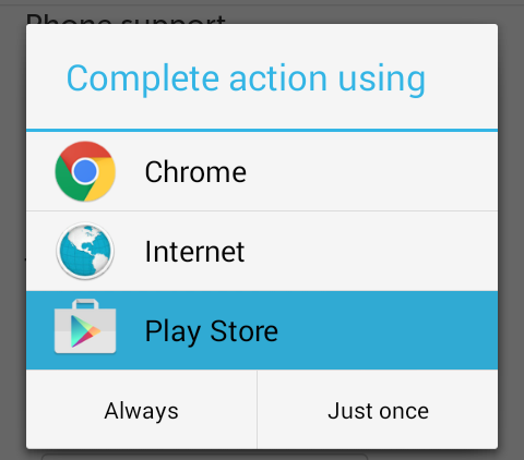 Android: complete action using...