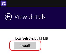 Screencap showing install button