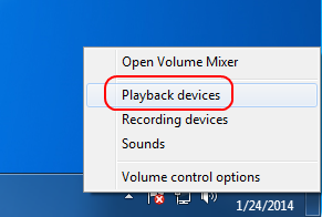 Screencap showing how to find the Playback devices menu