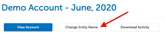 Arrow pointing at button "Change Entity Name"