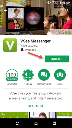Google Play app page for VSee