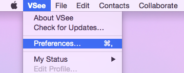 VSee -> Preferences