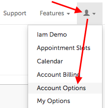 Account Options in profile menu